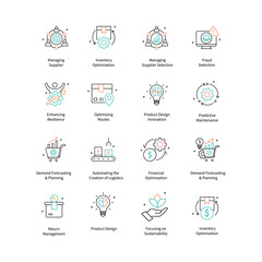 Generative AI Supply Chain Vector Icon Design Set