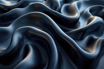 A highresolution digital art of navy blue silk fabric, smooth and flowing with soft folds. Created with Ai