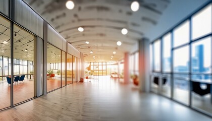 Serene Workspace: Blurred Open Space Office Interior