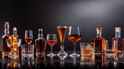 Assortment of hard strong alcoholic drinks