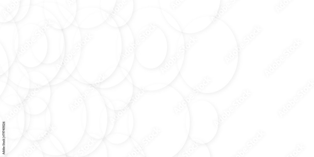Poster abstract white gradient circle pattern of 3d bubbles background template. abstract white modern tran