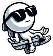 Eine minimalistische coole Vektor-Comicfigur als Sticker