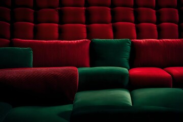 red and green sofa HD 8K wallpaper Stock Photographic Image