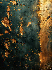 close up black and golden paint on wall, wallpaper grungy texture backdrop 