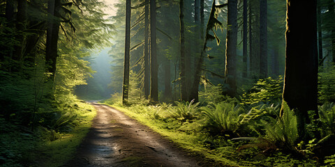 a way in a forest trailblazers wanderlust and foresttrail on a sunlight background
