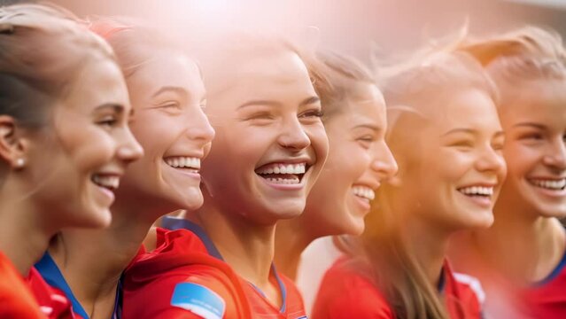 Women's soccer team celebrates scoring goal in game. Concept Sports, Soccer, Women's Team, Celebration, Goal Scoring