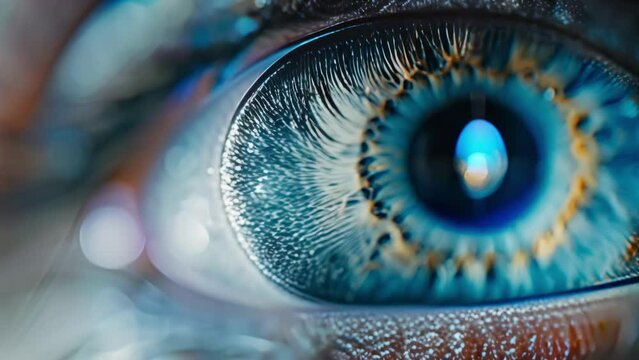 Illustration of Laser Eye Glaucoma Treatment: Closeup of Eye with Reticle Overlay. Concept Laser Therapy, Glaucoma Treatment, Ophthalmology, Eye Health, Medical Illustration
