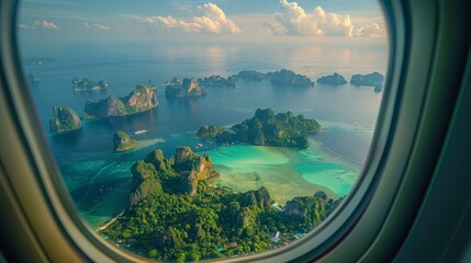 amzing island thailand, seen from the window of Airplane