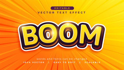 boom editable text effect in comic style - obrazy, fototapety, plakaty