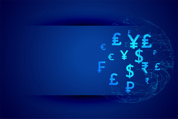 digital glowing currency sign background with text space