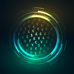 virtual international money transfer concept background in collection
