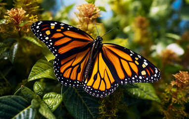 Fototapeta premium Monarch Butterfly (Danaus plexippus) on nature background.