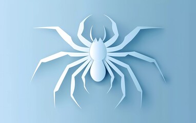 Paper cut Spider icon isolated on blue background. Paper art style. Vector Illustration
