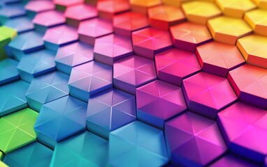 rainbow colors hexagons modern background 3d rendering very beautiful 3d illustration