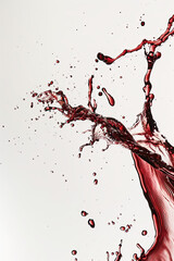 Dynamic splash of red wine, captured in isolation against a white background