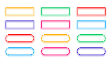 set of colorful web app button sign with empty space