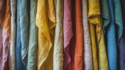 Spectrum of Linen Textiles in Soft Colorful Folds