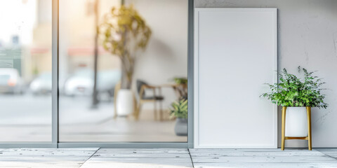 Entrance door with selective focus effect and contemporary decor.