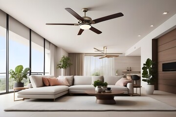 modern living room interior in summer ac system and decuration, interior, room, sofa, home, furniture, living, design, wall, couch, chair, floor, house, table, lamp, apartment, armchair, comfortable