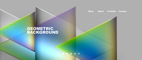A graphic design with colorful triangles in electric blue, magenta, and more shapes over a gray rectangle background. Perfect for office applications and branding