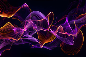 Cosmic ballet of enchanting neon lines. A mesmerizing display on black background.