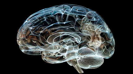 Scientific Medical brain translucent scan - Powered by Adobe