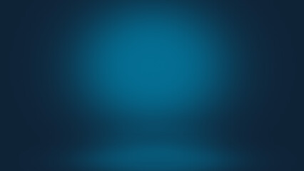 Empty blue room with blue gradient wall in 3d. Background