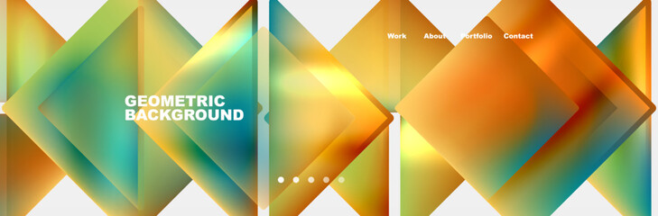 a set of colorful geometric backgrounds with squares on a white background . High quality