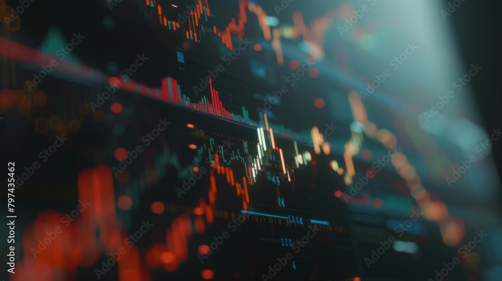 Aufkleber a close-up of a stock market chart displaying fluctuations, symbolizing the dynamics of investment.
