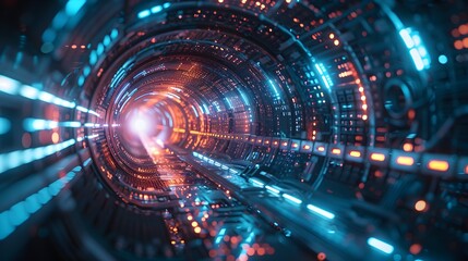 Fototapeta premium Futuristic Blackhole Tunnel of Abstract Digital Technology and Cosmic Energy