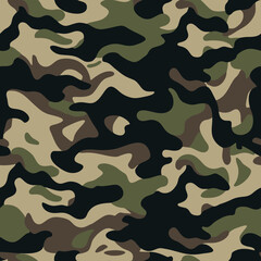 
Military camouflage seamless pattern, army fabric texture, vector illustration