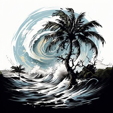 a Dramatic Tornado or typoon, t-shirt graphic