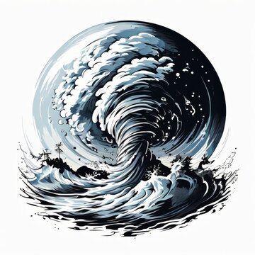 a Dramatic Tornado or typoon, t-shirt graphic