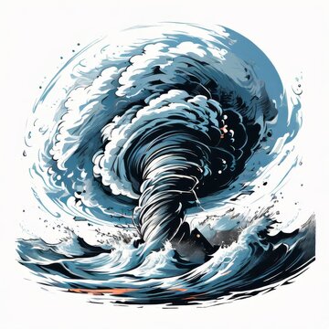 a Dramatic Tornado or typoon, t-shirt graphic