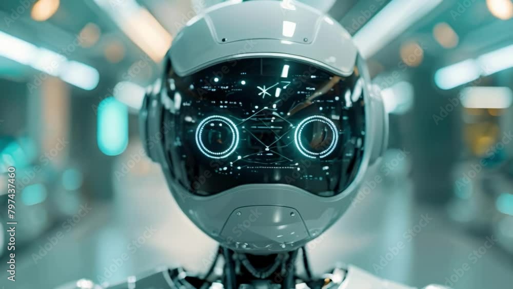 Poster 3d robot in advanced medical technology room controlled by artificial intelligence. concept advanced
