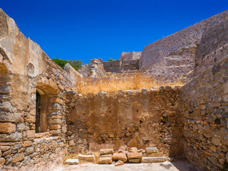 An old Venetian fortress ruin (Spinalonga Island, Crete, Greece)