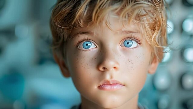 Child having eye checkup at clinic. Concept Pediatric Eye Care, Vision Checkup, Child Health, Eye Examination, Clinical Visit