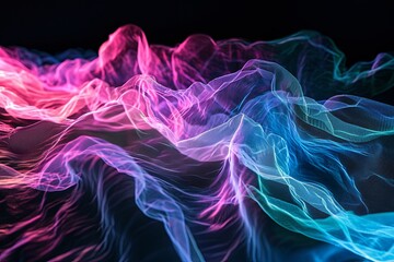 Electric Veil Cascades: Neon Sea Of Abstract Fabric Waves.