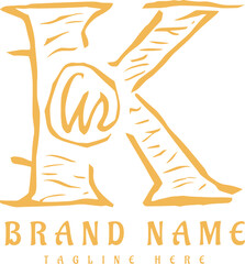 Hand drawn K letter modern lettermarks logo design. AI generative.