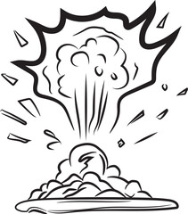 Black and white boom icon, Simple explosion illustration