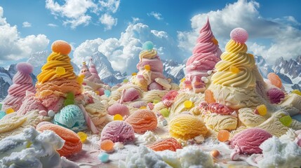 Delicious Candy Land Fantasy 3D Art - obrazy, fototapety, plakaty
