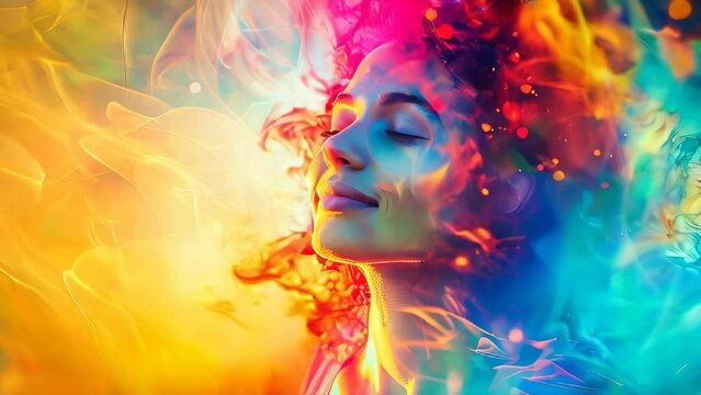 Higher consciousness personified in a smiling young woman