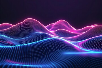 Fluorescent Vector Tides: Neon Light Waves in a Digital Sea