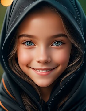 Unfiltered Realism: Hyper Detailed Close-Up of Girl with Hood