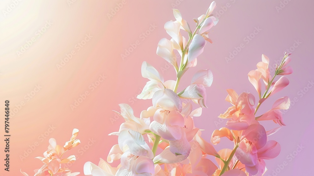 Sticker a simplistic 3d snapdragon, rendered in pastel shades, evoking a gentle feel