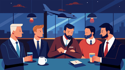 Obraz premium Late night at a posh hotel bar a group of jetsetting businessmen trade tips and tricks for collecting and maintaining highend watches..