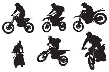 silhouette Motocross racing, motocross racer jumping on a motorcycle