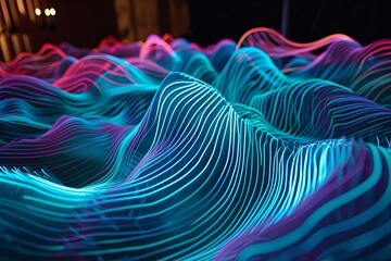 Luminous Holographic Wave Illusions: 3D Light Art Abstract Patterns