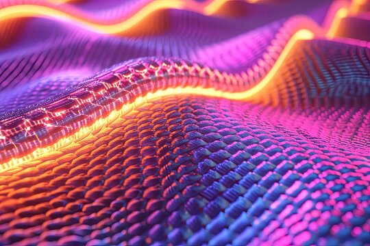 Luminous Dimensional Weaves: Neon Woven Fabric - 3D Render Mastery