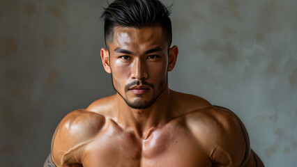 Youthful Strength: Short-Haired Male Muay Thai Athlete, Dynamic Impact: Young Fighter with Short Hair, Athletic Precision: Youthful Muay Thai Warrior, Energetic Presence: Muay Thai Athlete's Portrait - obrazy, fototapety, plakaty